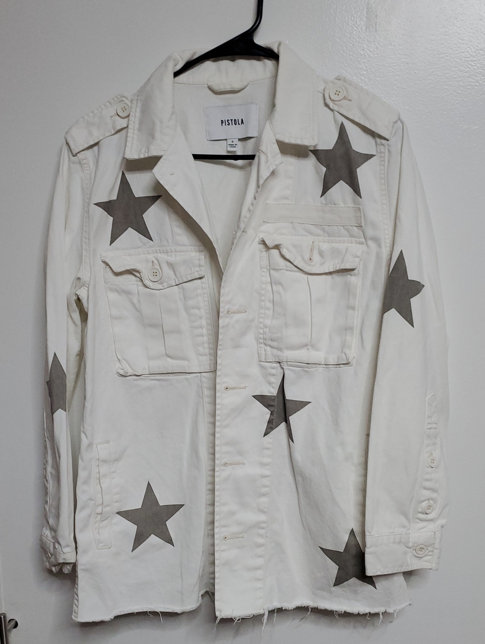 pistola White Jacket with Gray Brown Star Motif
